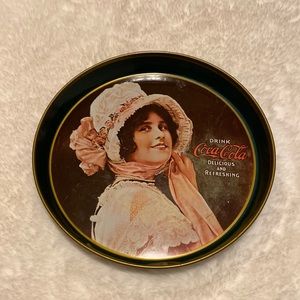 Coca Cola tray vintage metal serving tray circle